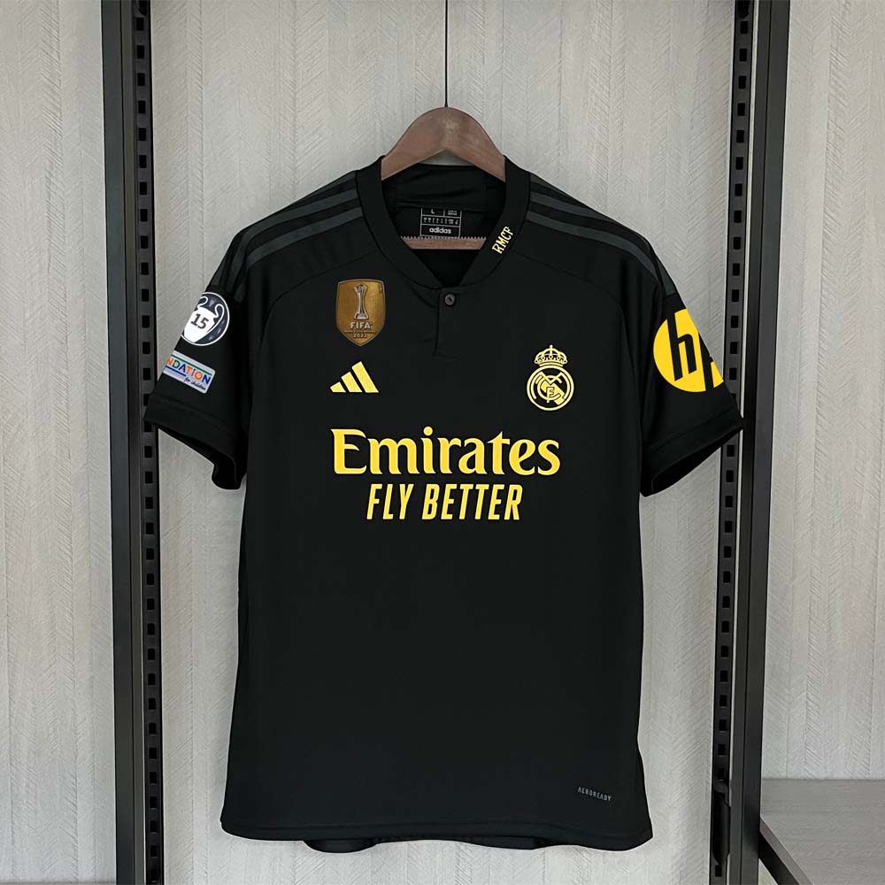 2023-24 Real Madrid Third Jersey Champions Black