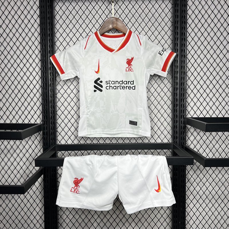 Children's Liverpool FC Third Kit 24-25 White Jersey + White Shorts