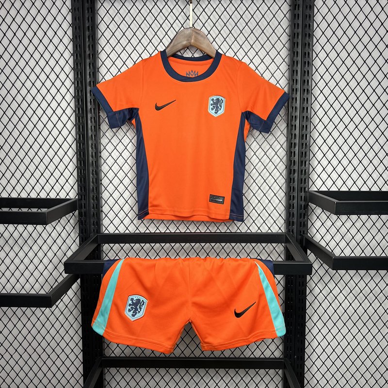 Netherlands Home Kids Kit Soccer Jersey for EURO 2024