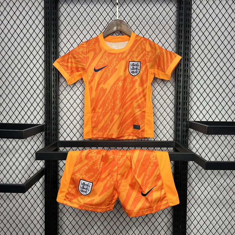 Orange England 2024 Goalkeeper Jersey Suit for Kids