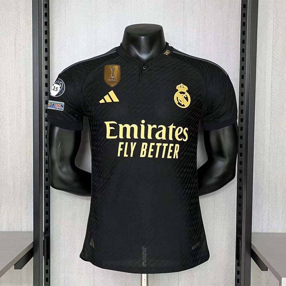 Player Version 2023-24 Real Madrid Third Jersey Champions Black