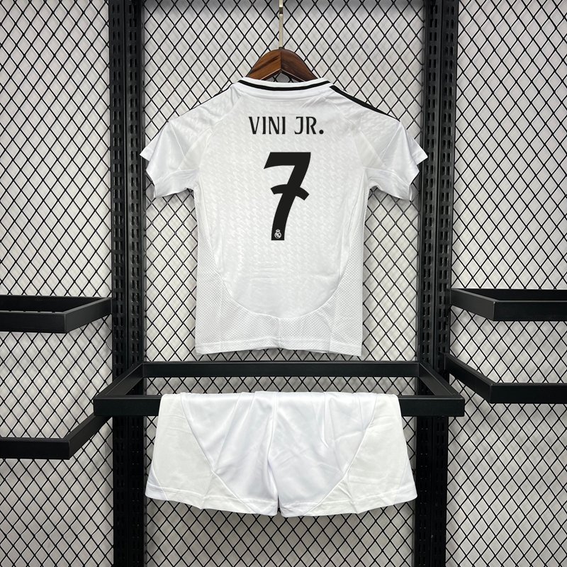 Real Madrid CF Home Jersey 2024/25 Kids Kit with Vini Jr. 7 printing