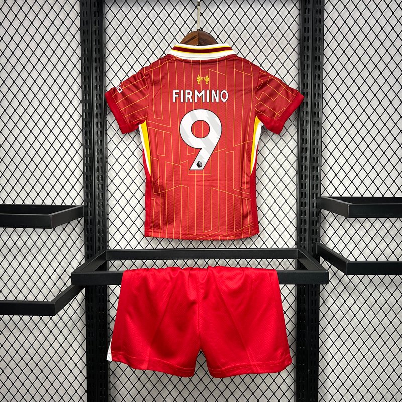 Kids Liverpool 24/25 Home Jersey Set with Firmino 9 printing